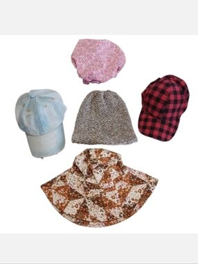 Stylish Collection Set Of 5 Hats- Multicolor Baseball Caps, Winter & Sun Hat